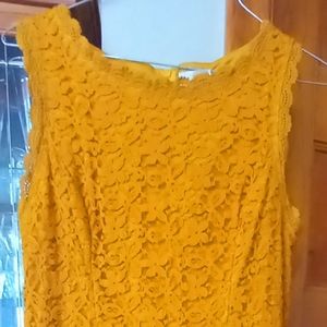 Lace mustard seed sleeveless dress